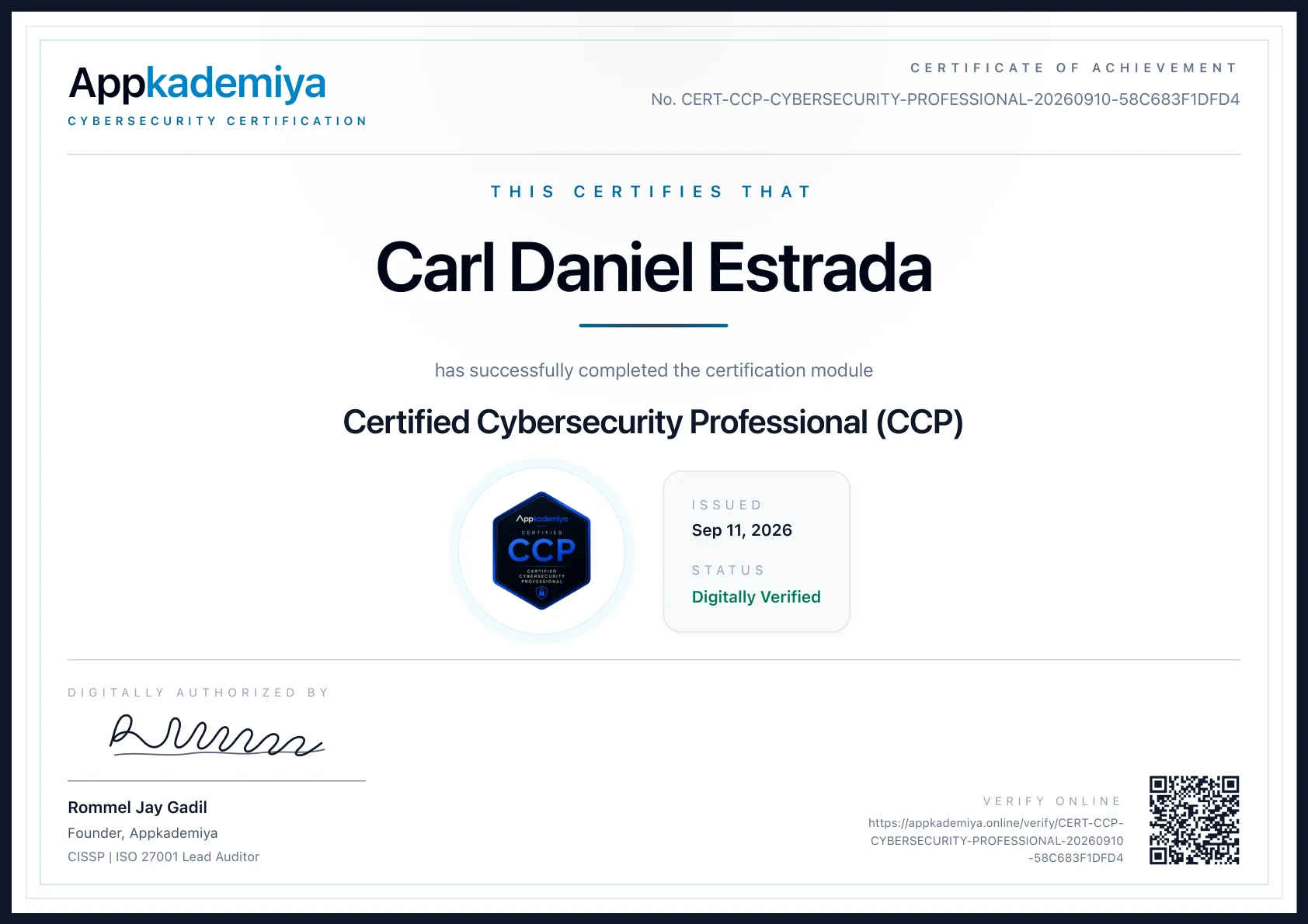 Certified Cybersecurity Professional (CCP)